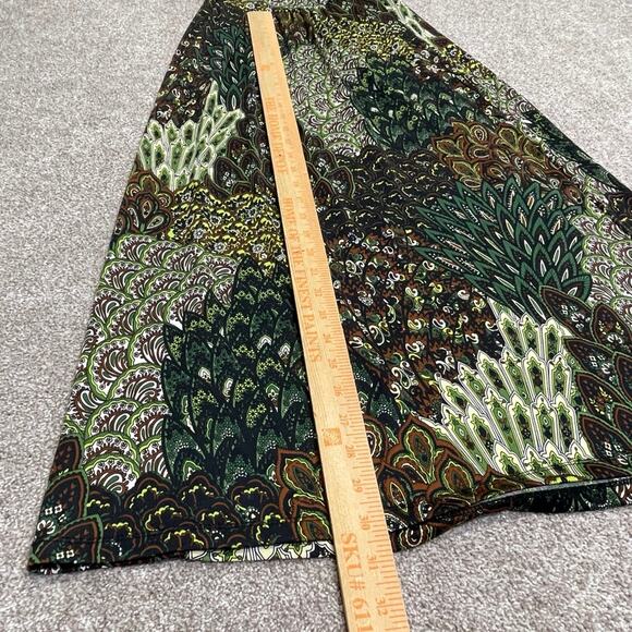 Vtg 00s Y2K Peacock babydoll Festival Flutter Sleeve Paisley Maxi Flowy Dress M - Picture 7 of 9